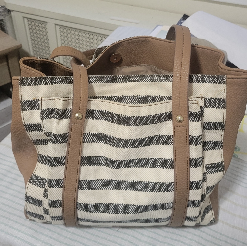 Relic by Fossil Black Stripes Canvas shoulder bag